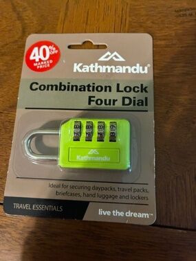 Kathmandu Combination Lock, Four Dial for securing daypacks, not TSA